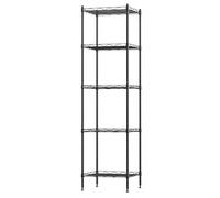 FIOCNOLE Scaffale a 5 ripiani in filo metallico altezza regolabile ripiani portaoggetti per lavanderia, bagno, cucina, dispensa (30 x 30 x 127,5 cm, nero)