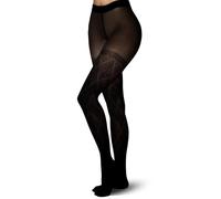 Fiohiros Collant fantasia da donna, 60 denari, con motivo a rombi, collant neri semi opachi