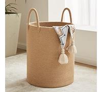 Fiona’s Magic, Cesta portabiancheria in corda intrecciata, 58 L, alta, per riporre coperte, grande, per la stanza dei bambini, per camera da letto e soggiorno, in juta