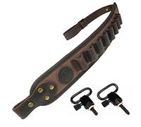 Fionda da caccia con cintura di supporto per conchiglie, tracolla imbottita per fucile e munizioni, 12 GA regolabile (marrone fiond girevoli)