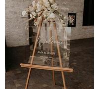 FIONEL Welcome To Our Wedding Boho Chic Wedding Bianco Rustico Segno di Benvenuto, Nome Personalizzato Data Adesivo Decorativo Antico Adesivo, Segno di Benvenuto di Nozze Personalizzato
