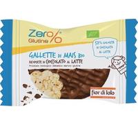 FIOR DI LOTO Zero% Glutine - Gallette di Mais Bio Ricoperte di Cioccolato al Latte, 32 grammi