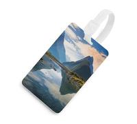 Fiordland National Park Etichette per bagagli con carta d'identità, etichette resistenti per borse da viaggio, etichette impermeabili per valigie, zaini e custodie da viaggio, stile bianco