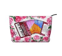 Fiore a fisarmonica acquerello rosa, Borsa per cosmetici in velluto a coste Borsa per il trucco Borsa da viaggio portatile