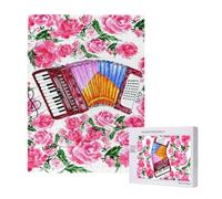 Fiore a fisarmonica acquerello rosa,Puzzle in legno da 500 pezzi per adulti e adolescenti