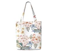 Fiore Acquerello Pastello Botanico Rosa,Borse della spesa riutilizzabili, borse per la spesa, borsa a tracolla in tela di grande capacità