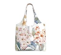 Fiore Acquerello Pastello Botanico Rosa,Borse riutilizzabili, borse della spesa, borsa a tracolla in tela di grande capacità