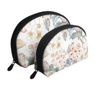 Fiore acquerello pastello rosa botanico, Borsa per trucco a conchiglia Portamonete da donna Borsa da toilette piccola Borsa per cosmetici 2 pezzi