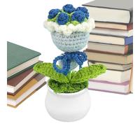 Fiore all'uncinetto,Fiori all'uncinetto - Bouquet di fiori fatto a mano in vaso | Bella decorazione da scrivania, regalo di San Valentino per mamma, moglie, decorazione cruscotto auto