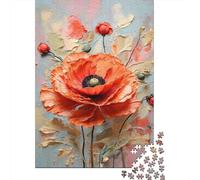 Fiore arancione dipinto ad olio artistico Puzzle 1000 Pezzi Carta Puzzle per Adulti Relax Decorazione Regalo 38x26cm/1000pcs