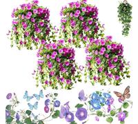 Fiore artificiale con simulazione UV, petunie artificiali for esterni resistenti ai raggi UV, fiori artificiali di petunie Fiori finti realistici realistici for la decorazione ( Color : 4pcs Purple )