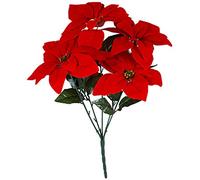 Fiore artificiale di stella di Natale finto fiore di Natale per la decorazione floreale di simulazione dell'ufficio domestico 5 rami, rosso, 5 forchette