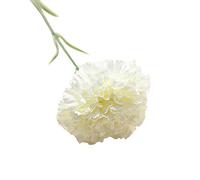 Fiore artificiale, Fiori finti, garofani artificiali, fiori in seta, bouquet singolo con supporto for teste e stelo, decorazione artistica(White)