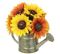Fiore artificiale girasole in annaffiatoio autunnale fiori artificiali, pianta artificiale, composizione per Halloween, giorno del Ringraziamento, decorazione per fiori autunnali, foglie autunnali,
