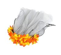 Fiore artificiale Halloween Corona Fascia Glitter Mesh Ribbon Velo Anime Festival Cerchio per capelli Day Of The Dead Copricapo Pasqua Net Rosso Cosplay Fascia Corno di pecora Nero Rosa Fiore Corona