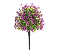 Fiore artificiale in plastica viola con chiodi da terra per un aspetto uniforme del giardino senza manutenzione (C)