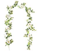 Fiore artificiale in rattan, 200 cm, camelia bianca con foglie di denaro, verde in seta realistica, per matrimoni, decorazioni per la casa