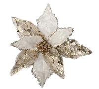 Fiore artificiale natalizio stella natale bianco oro con pinza 24×5×h.13 cm addo