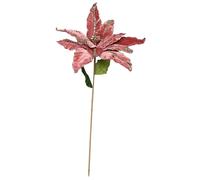 Fiore artificiale natalizio stella natale rosa con gambo e fogli 30×25×h.70 cm a