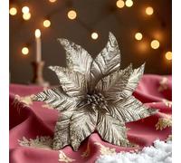 Fiore artificiale oro 25cm per la decorazione dell'albero di Natale | Elegante finitura in oro, look sofisticato, migliora l'atmosfera festiva, lunghezza 25 cm, decorazione per albero