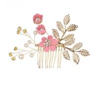 Fiore blu di lusso pettini per capelli copricapo ballo di fine anno spilla per capelli da sposa color oro foglie gioielli per capelli accessori per capelli-rosa-3