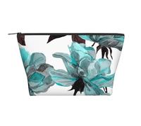 Fiore blu floreale Teal Rose acquerello, Borsa da toilette Borsa per trucco Borsa per cosmetici Borsa da toilette da viaggio portatile