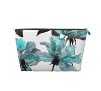 Fiore blu floreale Teal Rose acquerello, Borsa da toilette Borsa per trucco Borsa per cosmetici Borsa da toilette da viaggio portatile