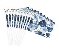 Fiore blu tropicale Stampa leggera bandiera palmare bandiere su entrambi i lati Festa Parata Decorazione per la casa Celebrazioni