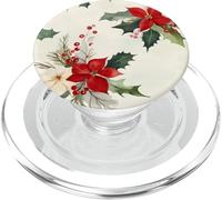 Fiore botanico natalizio invernale con stella di Natale rossa vintage PopSockets PopGrip per MagSafe