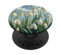 Fiore bucaneve che sboccia con api intorno grafica PopSockets PopGrip Intercambiabile