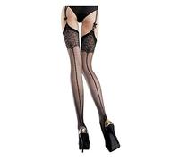 Fiore Calze extra sottili 20 denari con motivo nero, bianco o carne, Nero , S