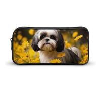Fiore campo carino Shih Tzu cane astuccio portapenne carino astuccio cosmetico scatola organizer per viaggi ufficio