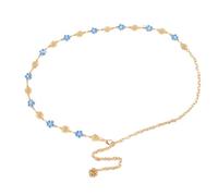 Fiore Catena Della Vita Per Le Donne Metallica Gioielli Del Corpo Multiuso Cintura Accessorio Per Abiti Jeans Evento Formale Indossare Donne Vita, Blu, Taglia unica