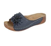 Fiore Ciabatte Donna Estive Vendita, Sandali con Zeppa Donna Estivi Comode Platform Sandalo Supporto Arco Plantare Sandali Romani Scarpe con Punta Aperte Pantofole per Spiaggia e Attività Outdoor