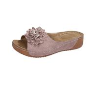 Fiore Ciabatte Donna Estive Vendita, Sandali con Zeppa Donna Estivi Comode Platform Sandalo Supporto Arco Plantare Sandali Romani Scarpe con Punta Aperte Pantofole per Spiaggia e Attività Outdoor