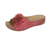 Fiore Ciabatte Donna Estive Vendita, Sandali con Zeppa Donna Estivi Comode Platform Sandalo Supporto Arco Plantare Sandali Romani Scarpe con Punta Aperte Pantofole per Spiaggia e Attività Outdoor