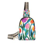 Fiore Colorato Alla Moda Bella Floreale Fanny Pack Borsa in Pelle Fanny Pack Crossbody Borse per Escursioni, fiore colorato bellissimo floreale, 1 size