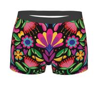 Fiore Colorato Messicano Uomo Boxer Slip Aderenti Slip Mutande Elastico Mutande L