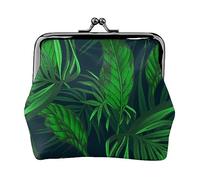 Fiore colorato stampato portamonete per le donne borsa del raccoglitore del cuoio dell'unità di elaborazione del cambiamento del sacchetto del bacio-serratura del, Pianta tropicale verde, Taglia