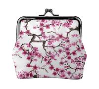 Fiore colorato stampato portamonete per le donne borsa del raccoglitore del cuoio dell'unità di elaborazione del cambiamento del sacchetto del bacio-serratura del, Fiori di ciliegio, Taglia unica,