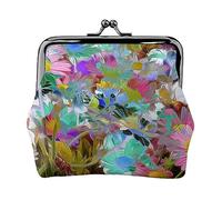 Fiore colorato stampato portamonete per le donne borsa del raccoglitore del cuoio dell'unità di elaborazione del cambiamento del sacchetto del bacio-serratura del, Fiore colorato., Taglia unica,