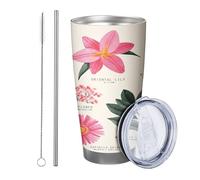 fiore con coperchio bicchiere Set Di 1 Esemplare Identificazione Pianta Belle Foglie Floreali Bambini Estetico rosa giallo Acciaio Isolato Can Cooler Infrangibile Viaggio Piscina All'aperto bere tazza