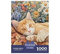 Fiore con gatto 1000 Pezzi Pet Animaliis Puzzle Jigsaw Adulto Per Gioco Familiare Regalo Per Amore E Amico Decorazione Interna Unica Divertimento Gioco Stress Relief 38x26cm/1000pcs