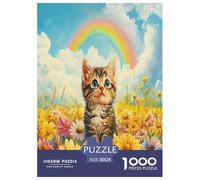 Fiore con gatto Adulto Pet Animaliis 1000 Pezzi Jigsaw Puzzle Per Gioco Familiare Decorazione Interna Unica Gioco Education Regalo Per Amore E Amico Stress Relief 38x26cm/1000pcs