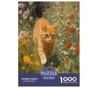 Fiore con gatto Adulto Puzzle Jigsaw Pet Animaliis 1000 Pezzi Per Gioco Familiare Regalo Per Amore E Amico Decorazione Interna Unica Divertimento Gioco Stress Relief 70x50cm/1000pcs