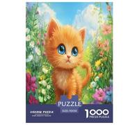Fiore con gatto Jigsaw Puzzle Pet Animaliis 1000 Pezzi Adulto Per Gioco Familiare Gioco Education Decorazione Interna Unica Regalo Per Amore E Amico Stress Relief 70x50cm/1000pcs