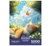 Fiore con gatto Pet Animaliis 1000 Pezzi Jigsaw Puzzle Adulto Per Gioco Familiare Gioco Education Regalo Per Amore E Amico Decorazione Interna Unica Stress Relief Toy 70x50cm/1000pcs