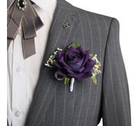 Fiore da polso per damigella d'onore con rosa viola intenso con respiro sottile del bambino e disposizione verde equilibrata (fiore di ghiaccio)