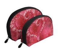 Fiore del cuore di San Valentino, Borsa per trucco a conchiglia Portamonete da donna Borsa da toilette piccola Borsa per cosmetici 2 pezzi