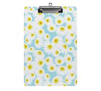 Fiore della margherita su portablocco blu in formato A4, divertente lavoro estetico, studio, lettera, portablocco standard, 12,5×8,5 in faesite, per aula scolastica, bambini, scrittura, disegno